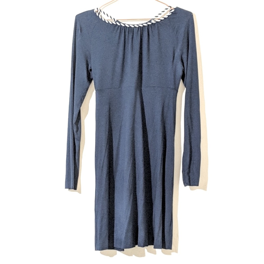 Anthropologie Three Dots Empire Waist Rope Detail Dress Nautical - Picture 2 of 4